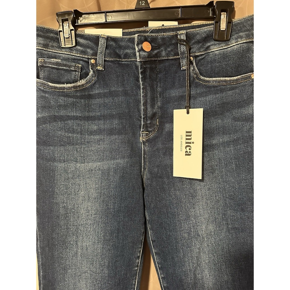 Mica Los Angeles Womens Blue Medium Wash Pockets Denim Flared Jeans Size 29 - Picture 2 of 5